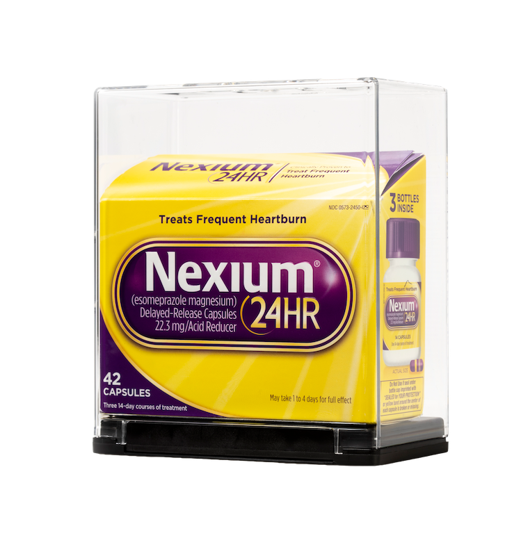 セル・スルー・セキュリティー・ボックスに入ったネキシウム薬の箱